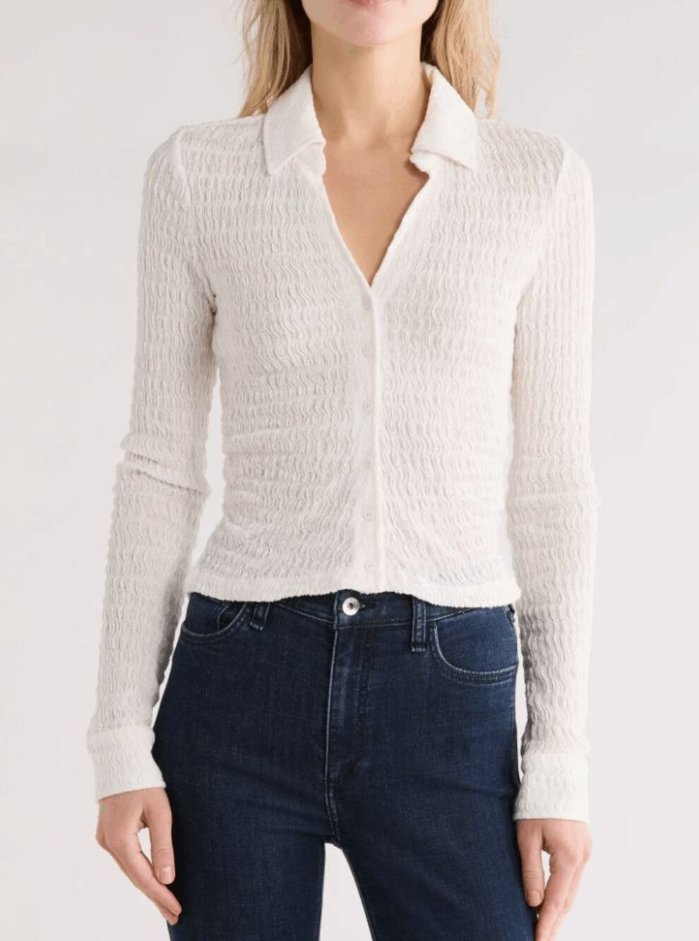 NWT AllSaints White Connie Slim Fit Button-Up Shirt- Size 12